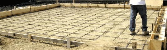 Garage pads in Edmonton with rebar reinforcement installed before concrete pouring