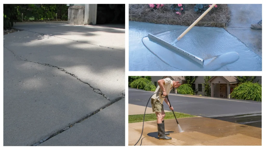 concrete resurfacing vs replacement comparison for damaged concrete driveway
